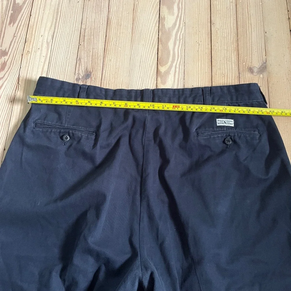 Polo Ralph Lauren Andrew Pant Men 40x34 Navy Blue Double Pleated Cotton Chinos